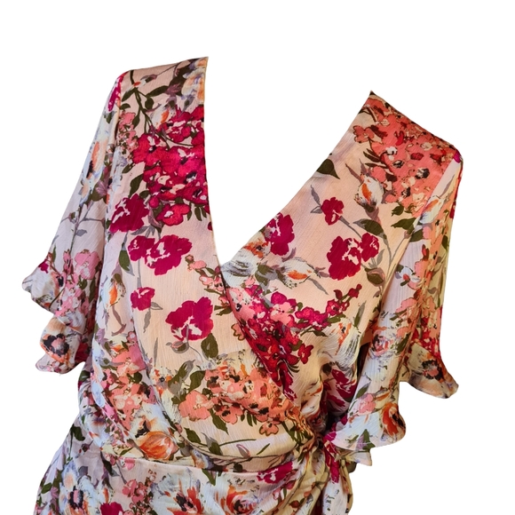 Debbie Dabbie 10 by Angel Biba Floral Colourful Side Tie Wrap Dress - Picture 2 of 12